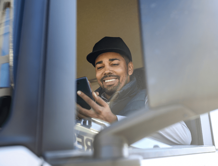 Image of truck driver on break