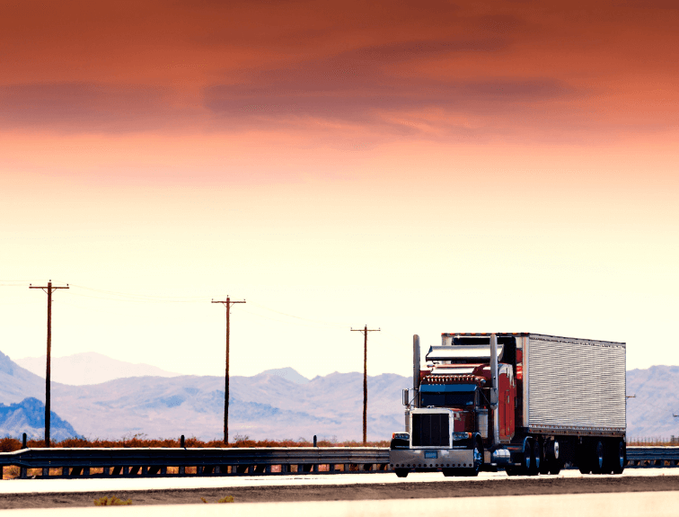 Red truck Driving From Right to left